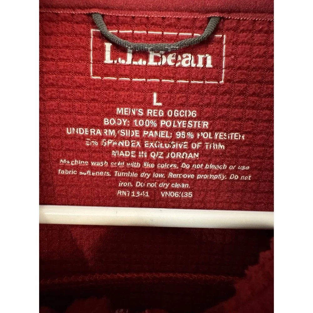 LL Bean Fleece Jacket Men's Large Red Full Zip‎ 3 Pockets Polartec